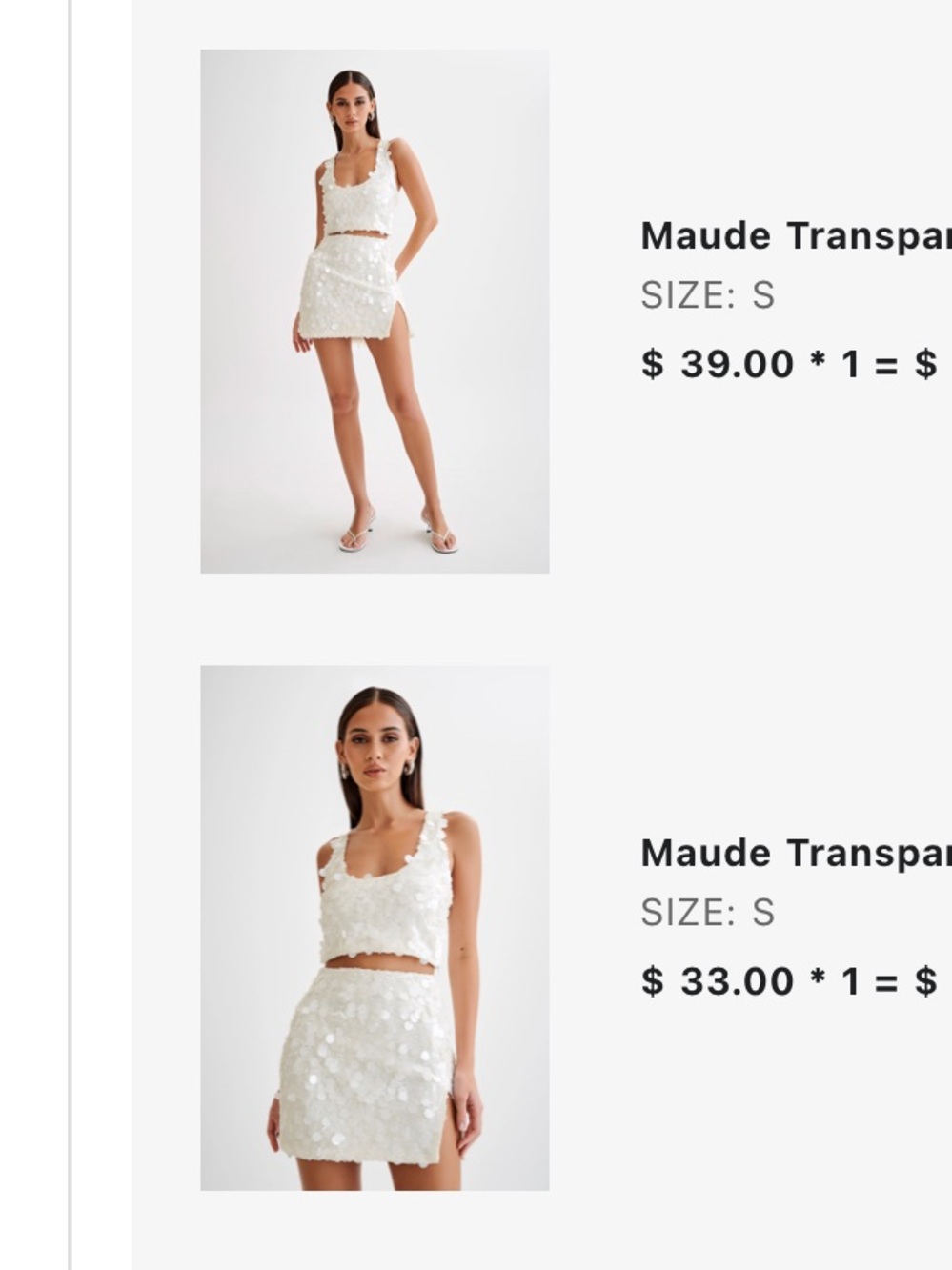 Maude White Sequin Mini Skirt